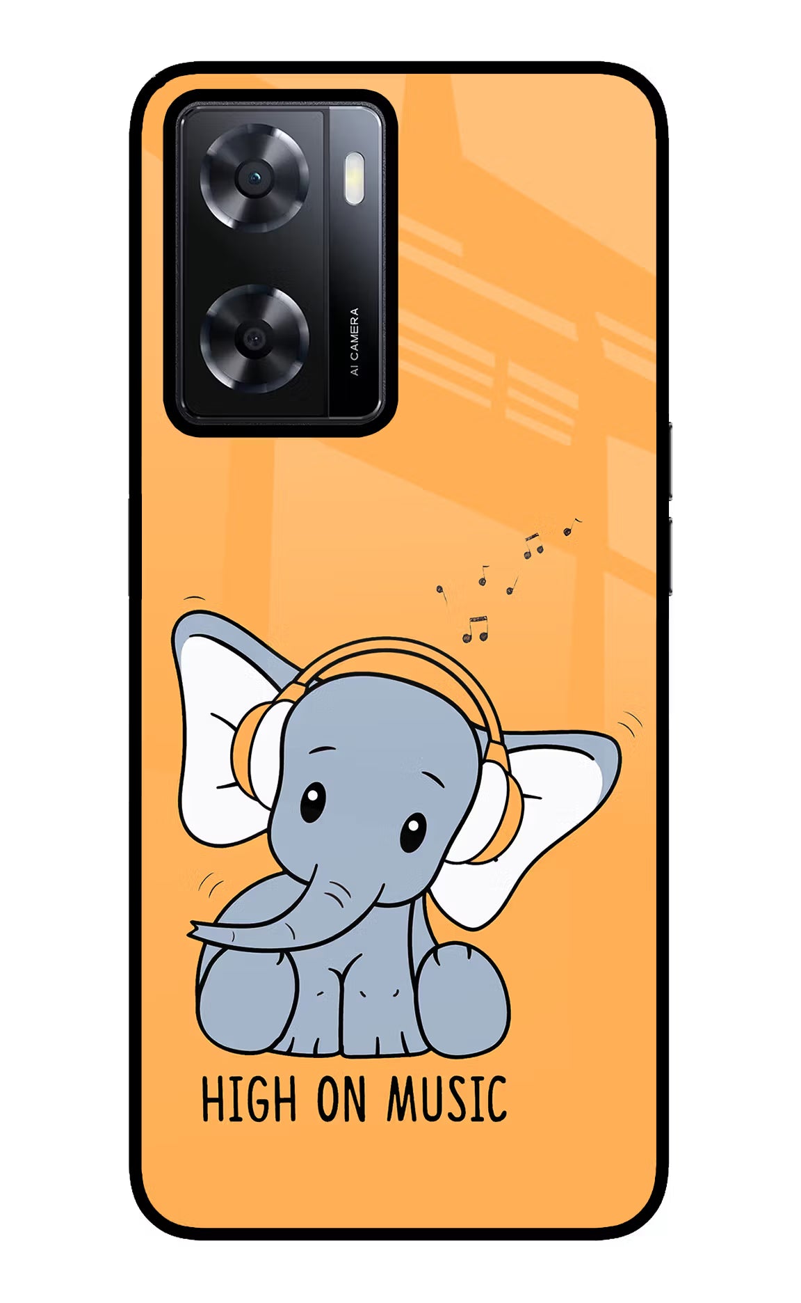 High On Music Oppo A57 2022 Glass Case Back Cover by Casekaro