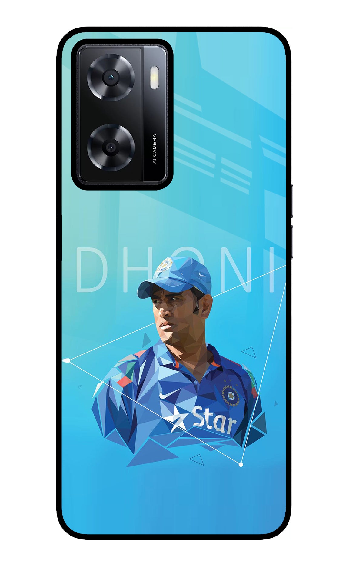 Dhoni Artwork Oppo A57 2022 Glass Case