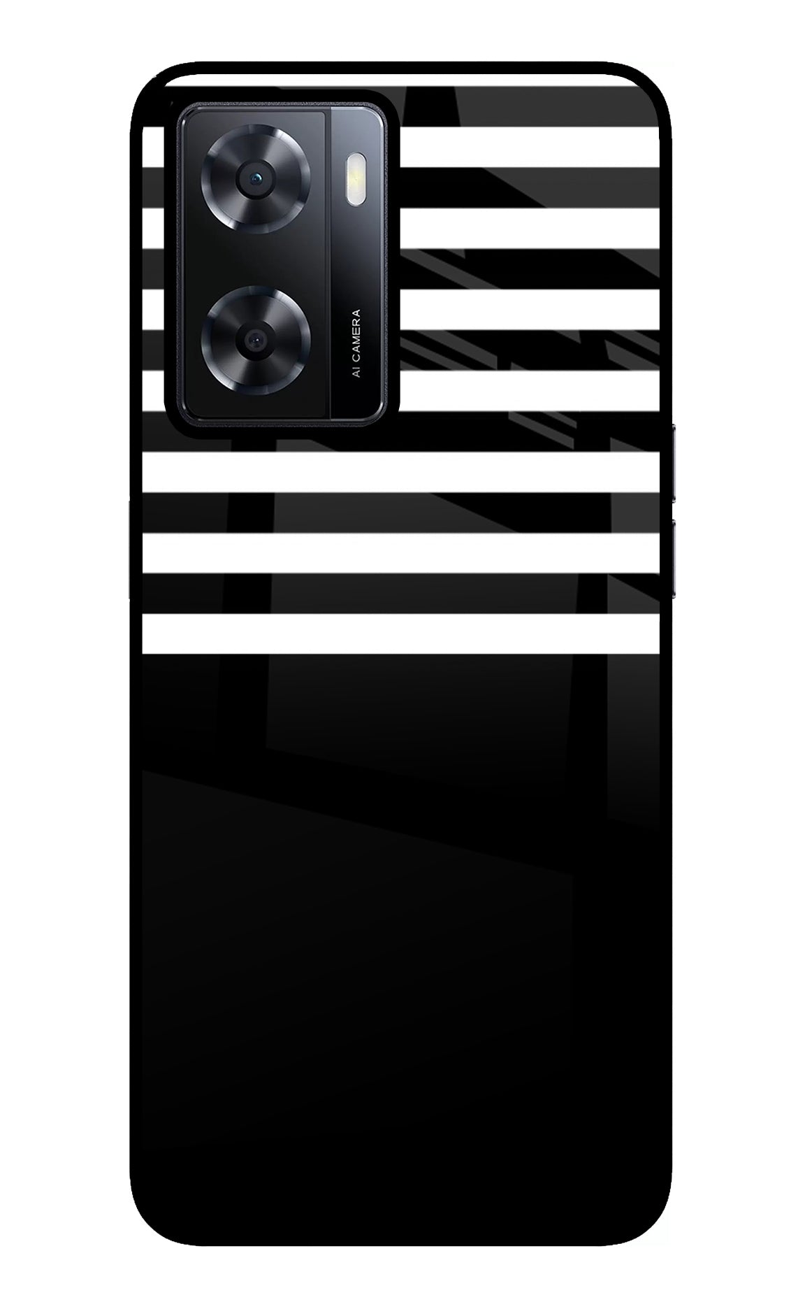 Black and White Print Oppo A57 2022 Back Cover