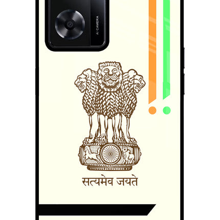 Satyamev Jayate Brown Logo Oppo A57 2022 Glass Case Back Cover by Casekaro