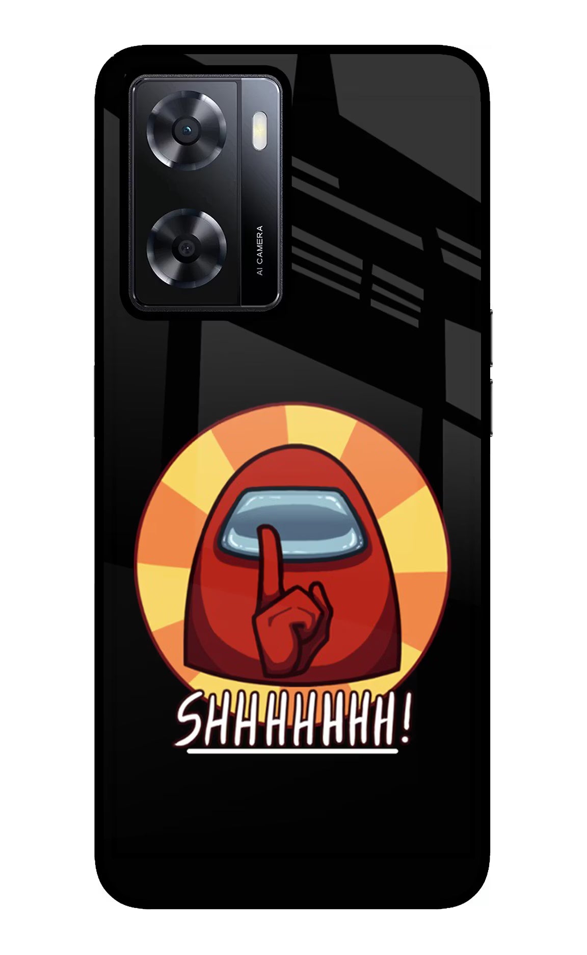 Among Us Shhh! Oppo A57 2022 Glass Case Back Cover by Casekaro