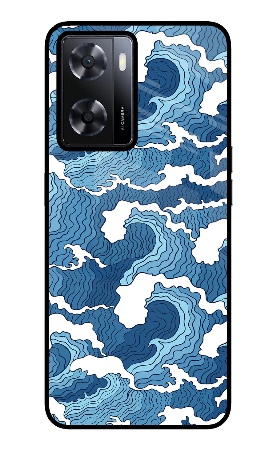 Blue Waves Oppo A57 2022 Back Cover, Glass case