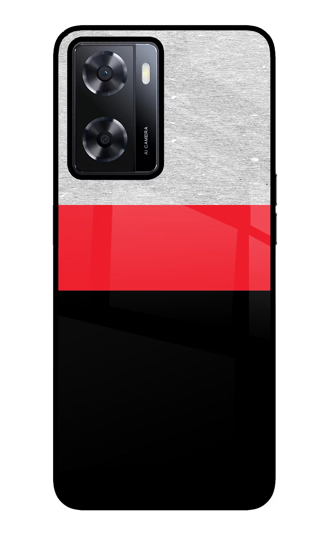Tri Color Pattern Oppo A57 2022 Glass Case Back Cover by Casekaro