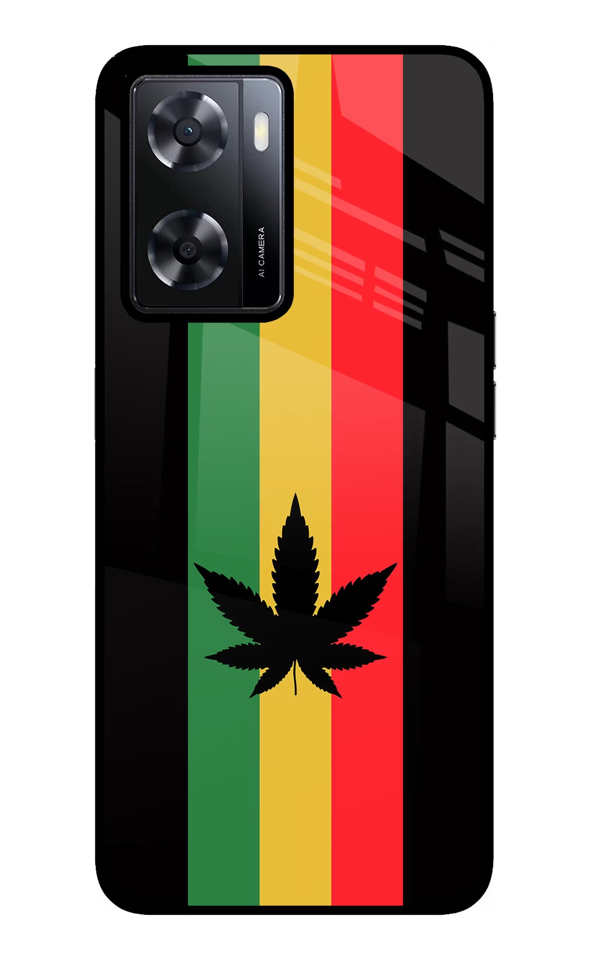 Weed Flag Oppo A57 2022 Glass Case Back Cover by Casekaro