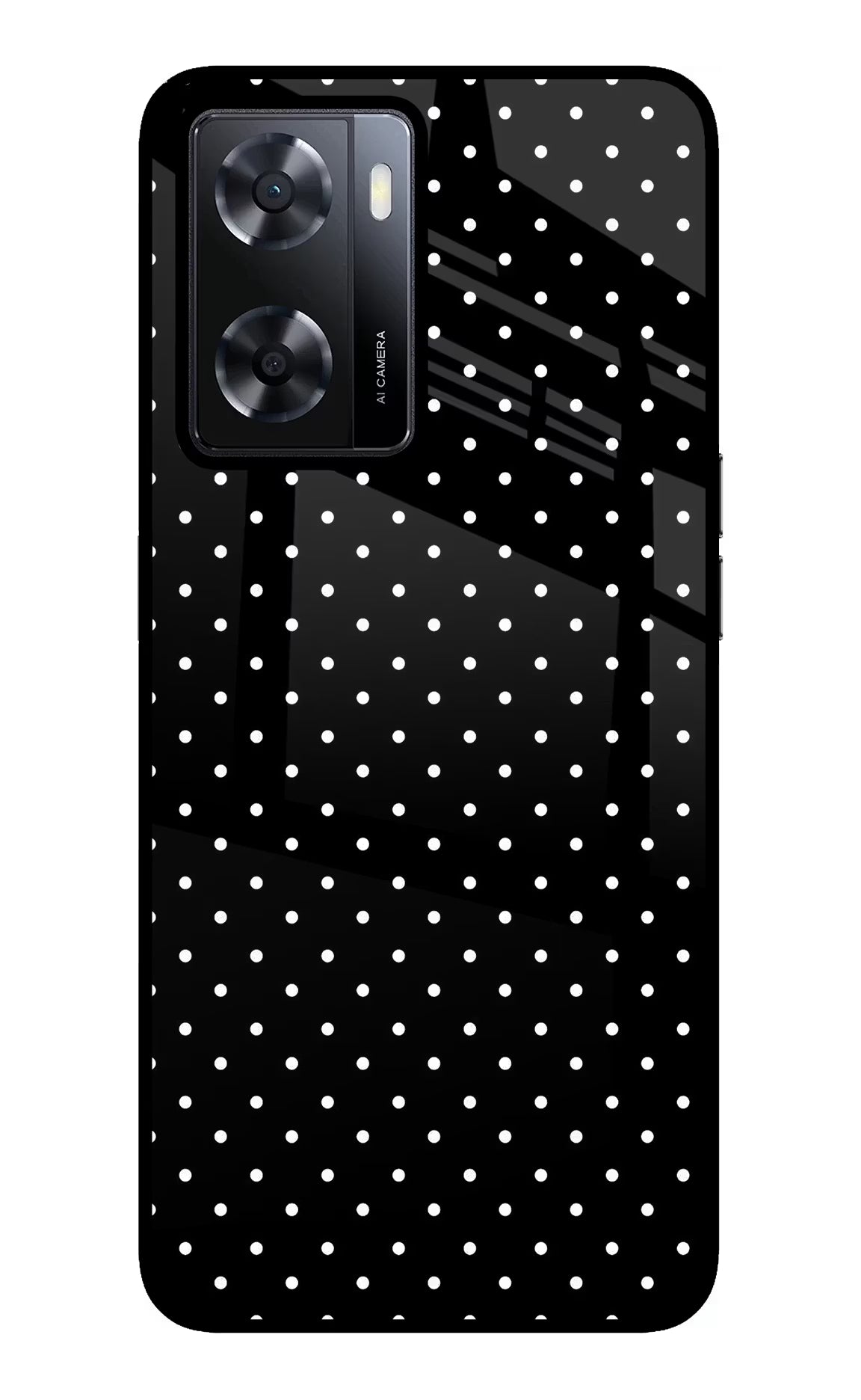White Dots Oppo A57 2022 Glass Case Back Cover by Casekaro