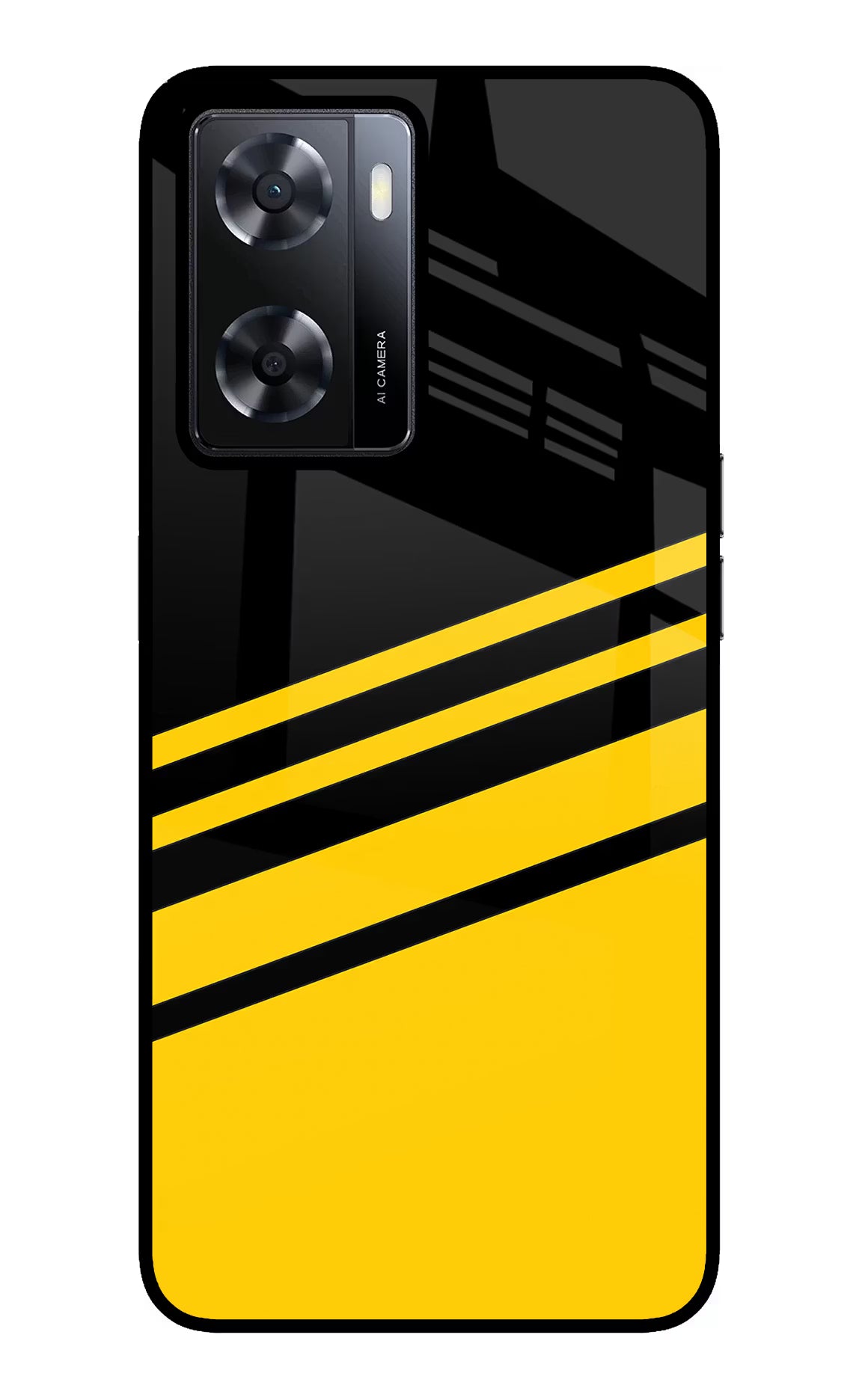 Yellow Shades Oppo A57 2022 Glass Case Back Cover by Casekaro