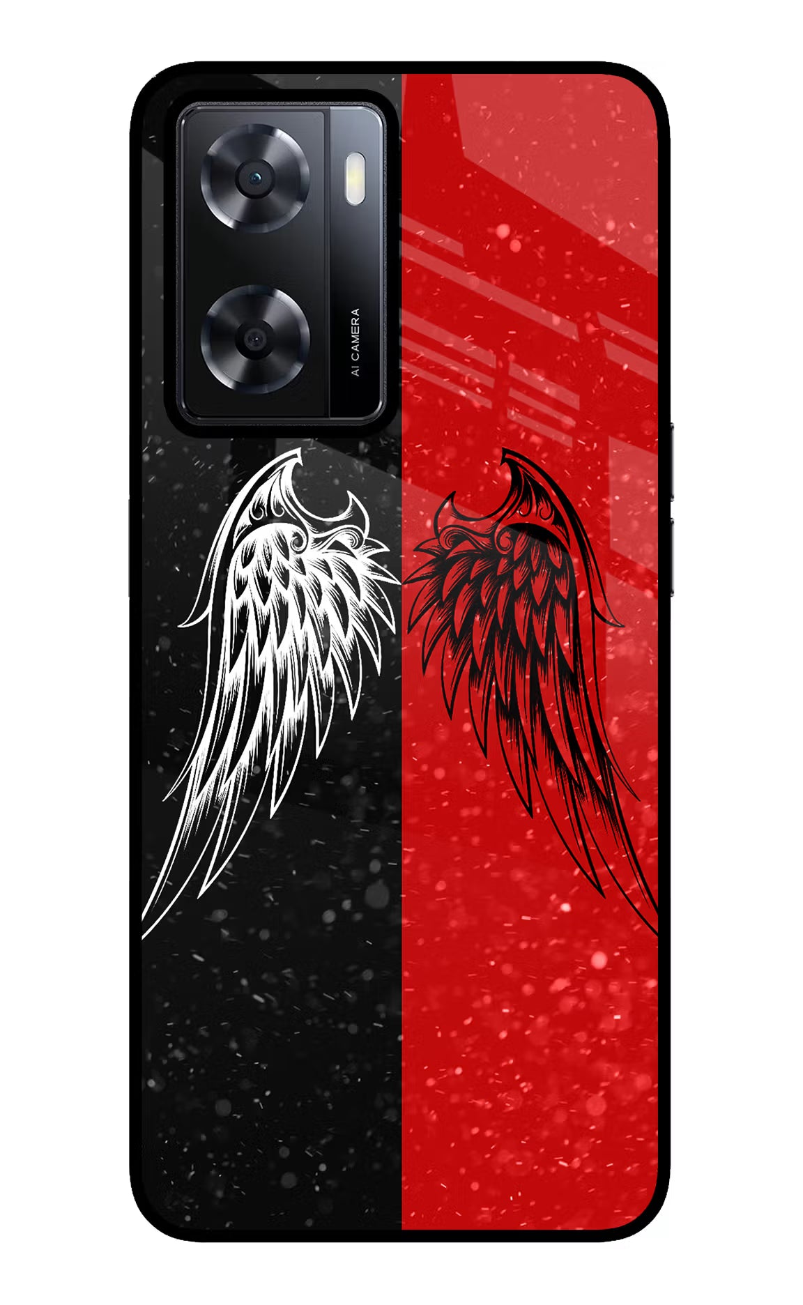 Wings Oppo A57 2022 Glass Case Back Cover by Casekaro