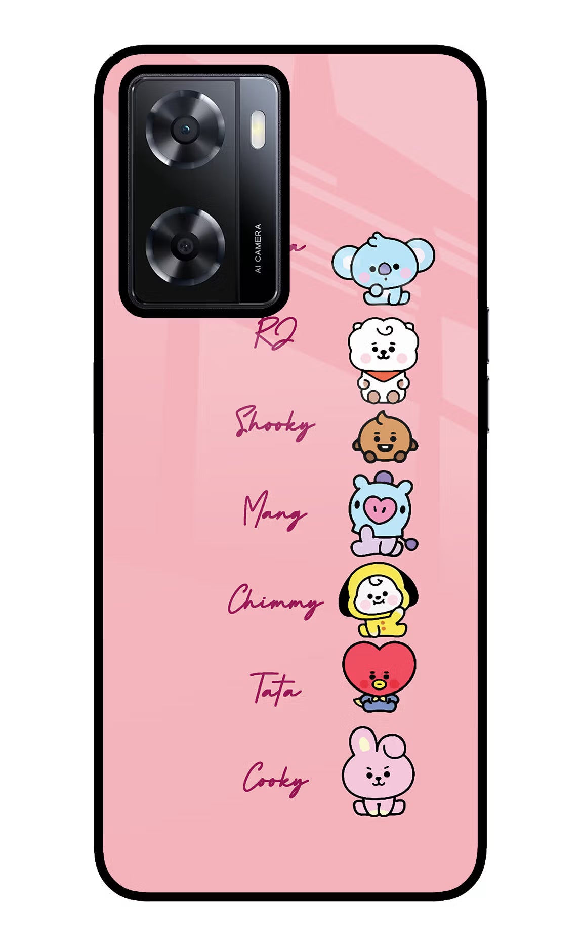 BTS names Oppo A57 2022 Glass Case Back Cover by Casekaro