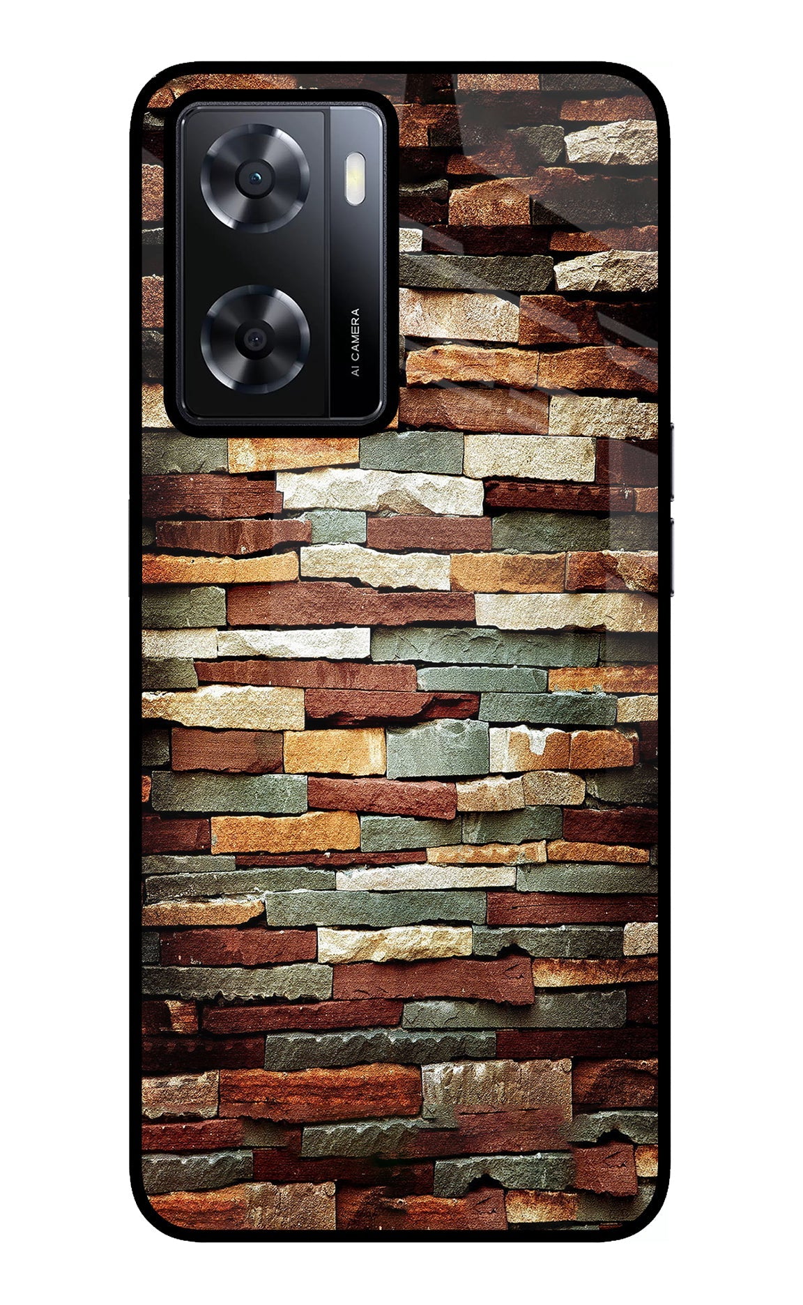 Bricks Pattern Oppo A57 2022 Glass Case