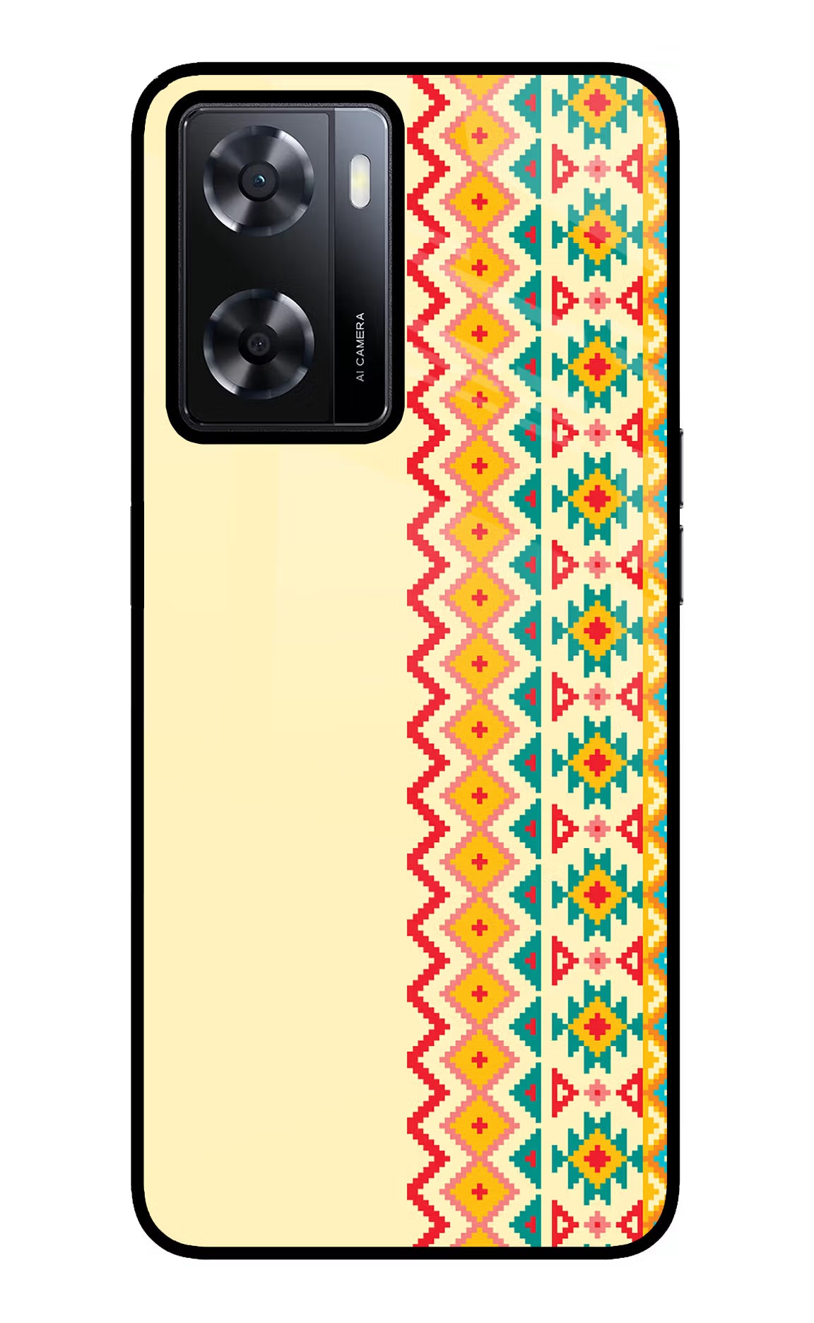 Ethnic Seamless Oppo A57 2022 Glass Case Back Cover by Casekaro