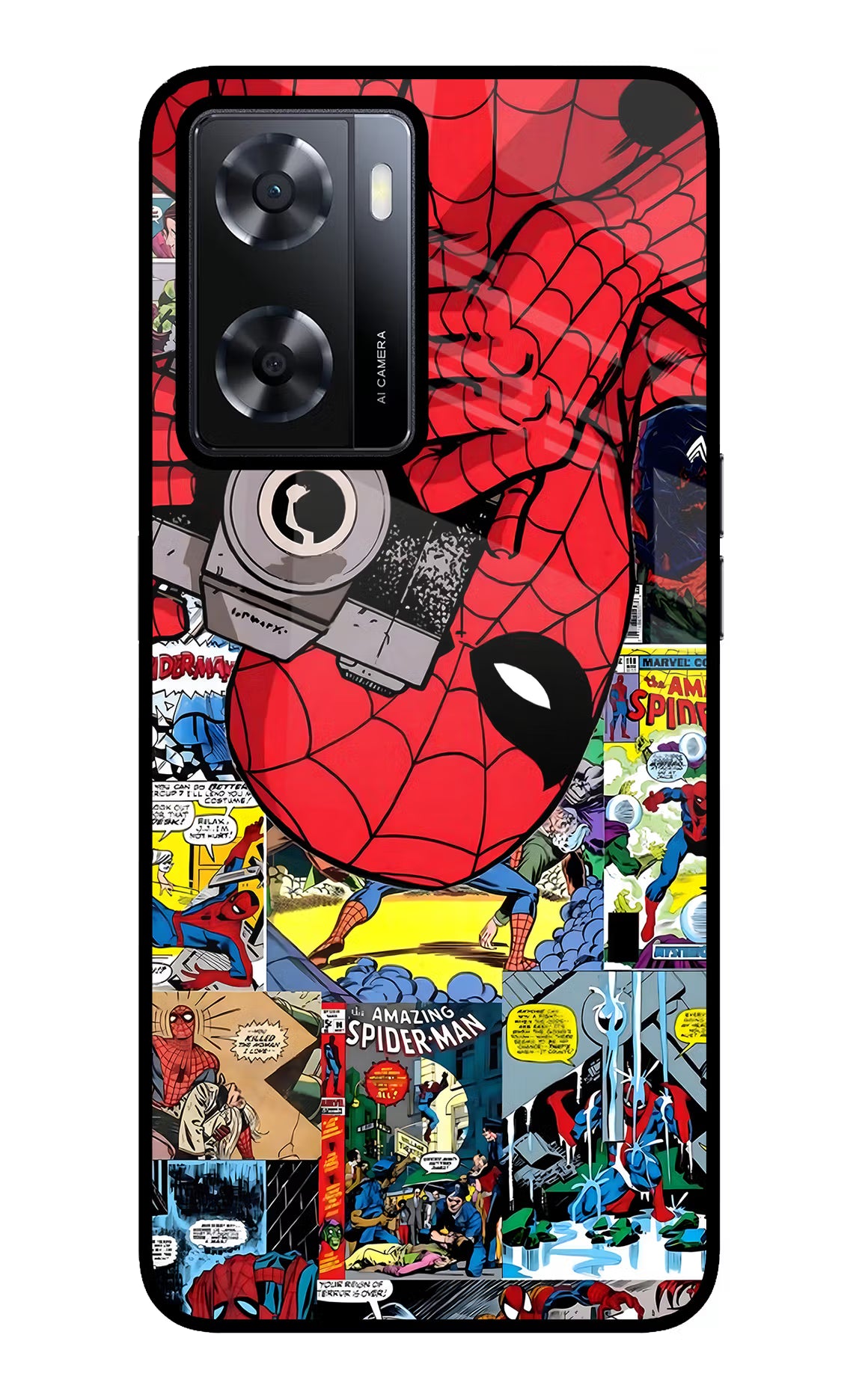 Spider Man Oppo A57 2022 Glass Case Back Cover by Casekaro