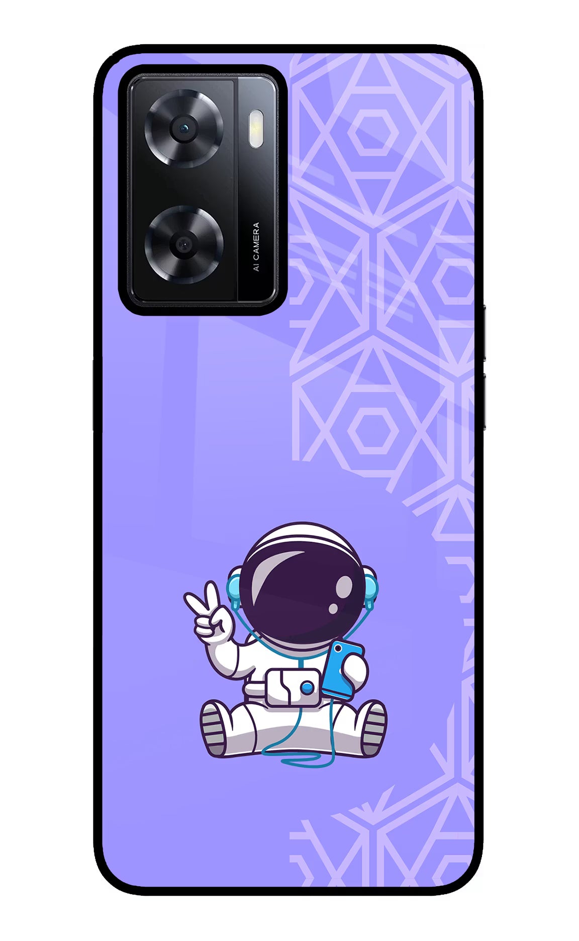 Cute Astronaut Chilling Oppo A57 2022 Glass Case Back Cover by Casekaro