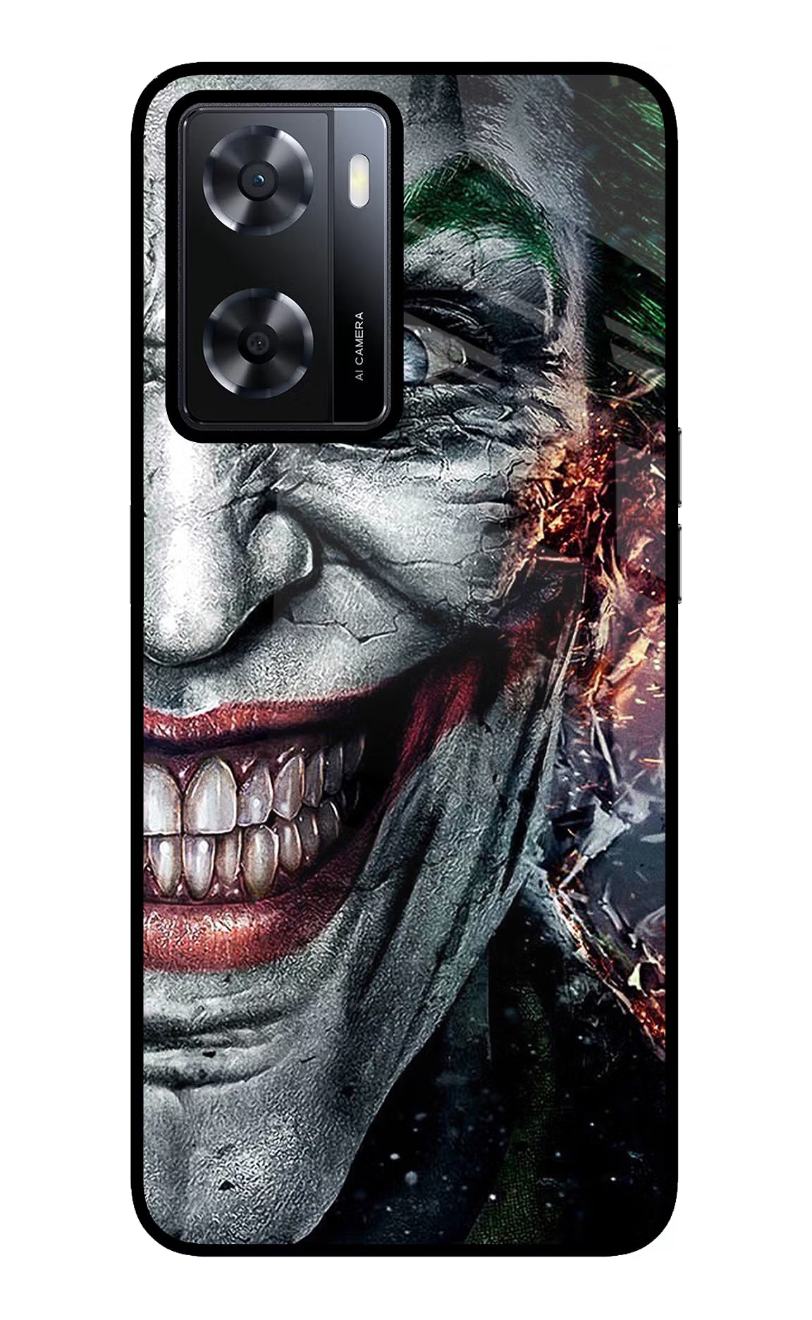 Joker Cam Oppo A57 2022 Glass Case Back Cover by Casekaro