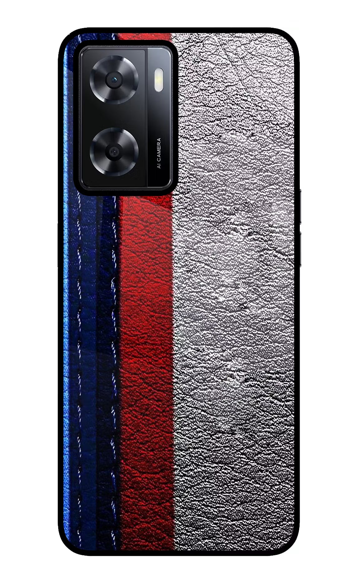 BMW Stripes Oppo A57 2022 Glass Case Back Cover by Casekaro