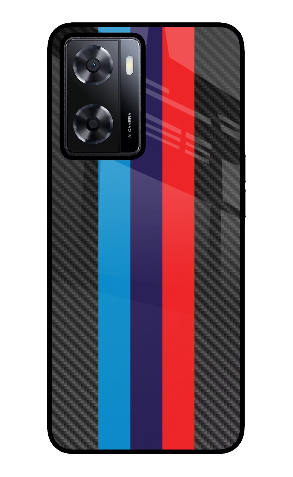 BMW Stripes Pattern Oppo A57 2022 Glass Case Back Cover by Casekaro