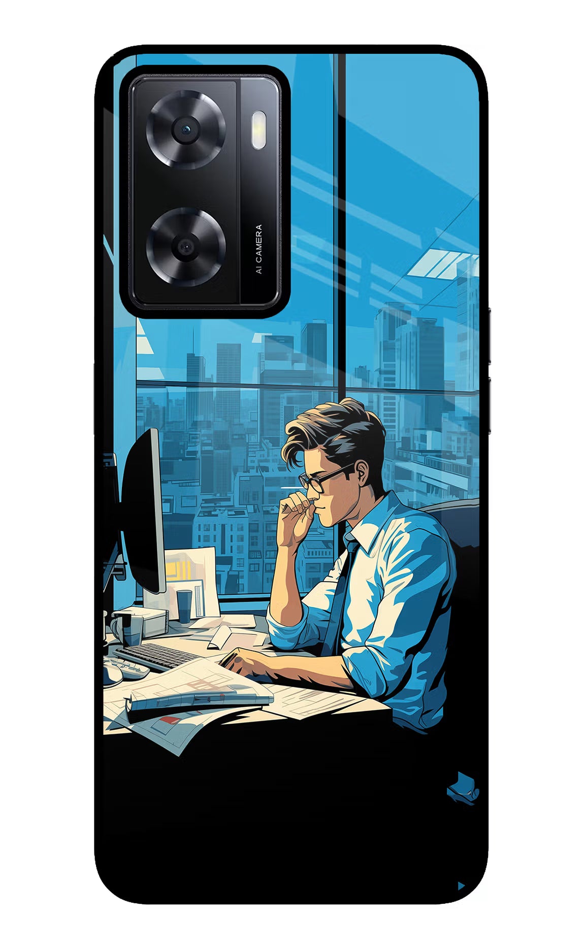 Focused Hustler (AI Generated) Oppo A57 2022 Glass Case Back Cover by Casekaro