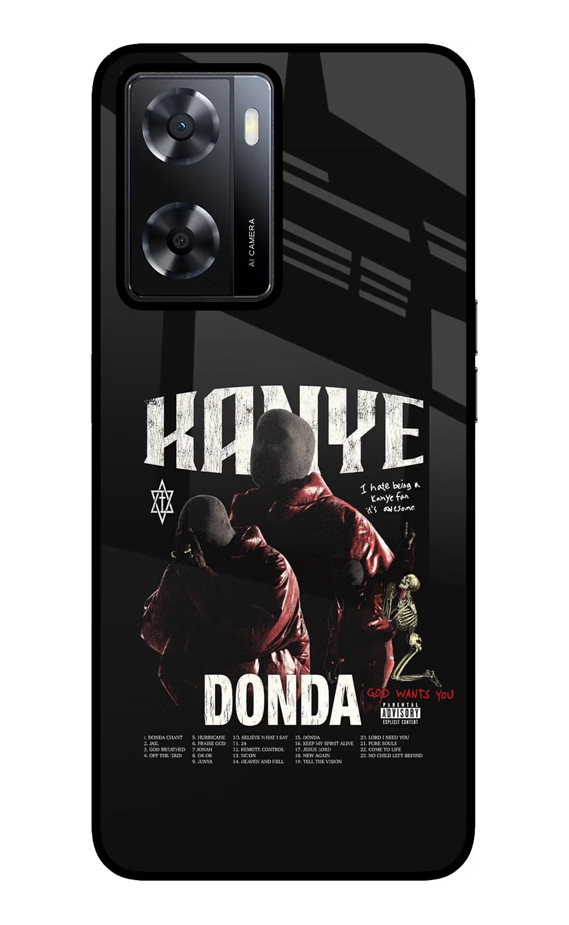 Donda Kanye West Oppo A57 2022 Glass Case Back Cover by Casekaro