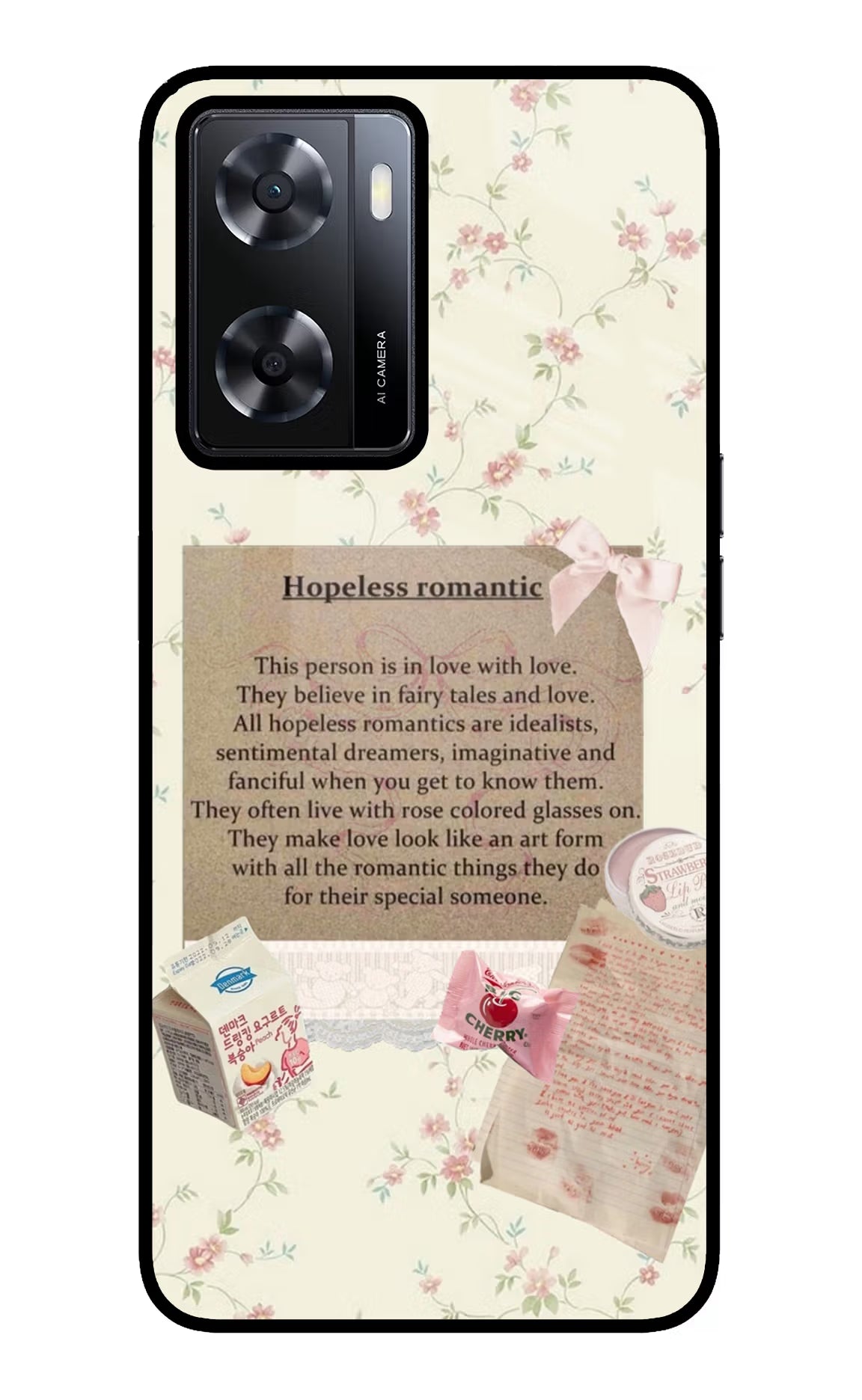 Hopeless Romantic Oppo A57 2022 Glass Case Back Cover by Casekaro