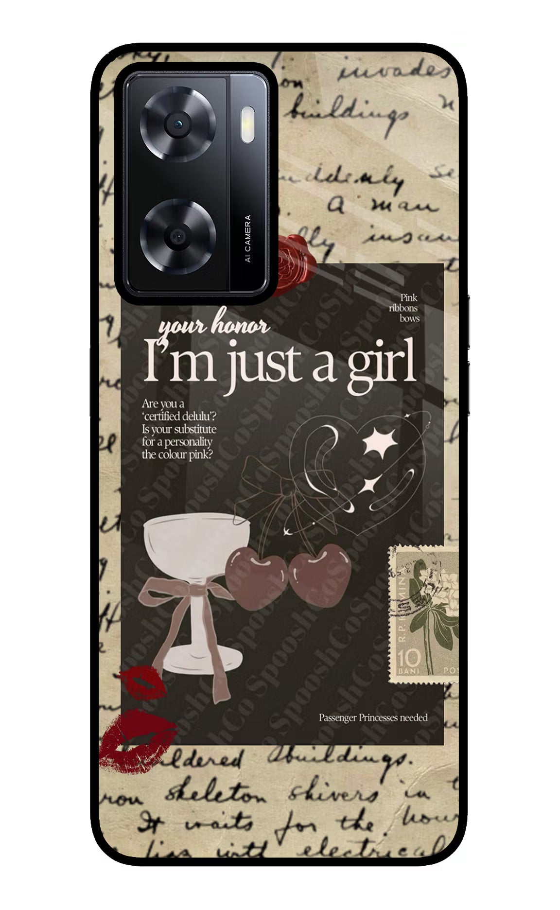 I am just a girl Oppo A57 2022 Glass Case Back Cover by Casekaro