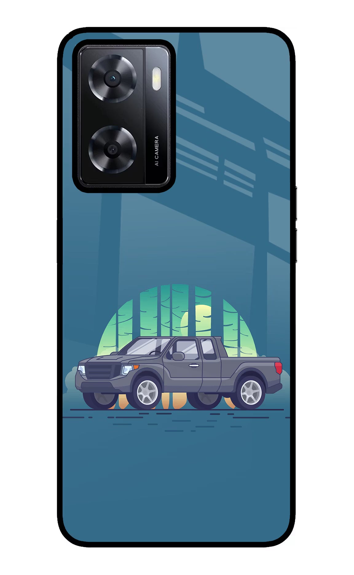 Retro Garage Vibe Oppo A57 2022 Glass Case Back Cover by Casekaro