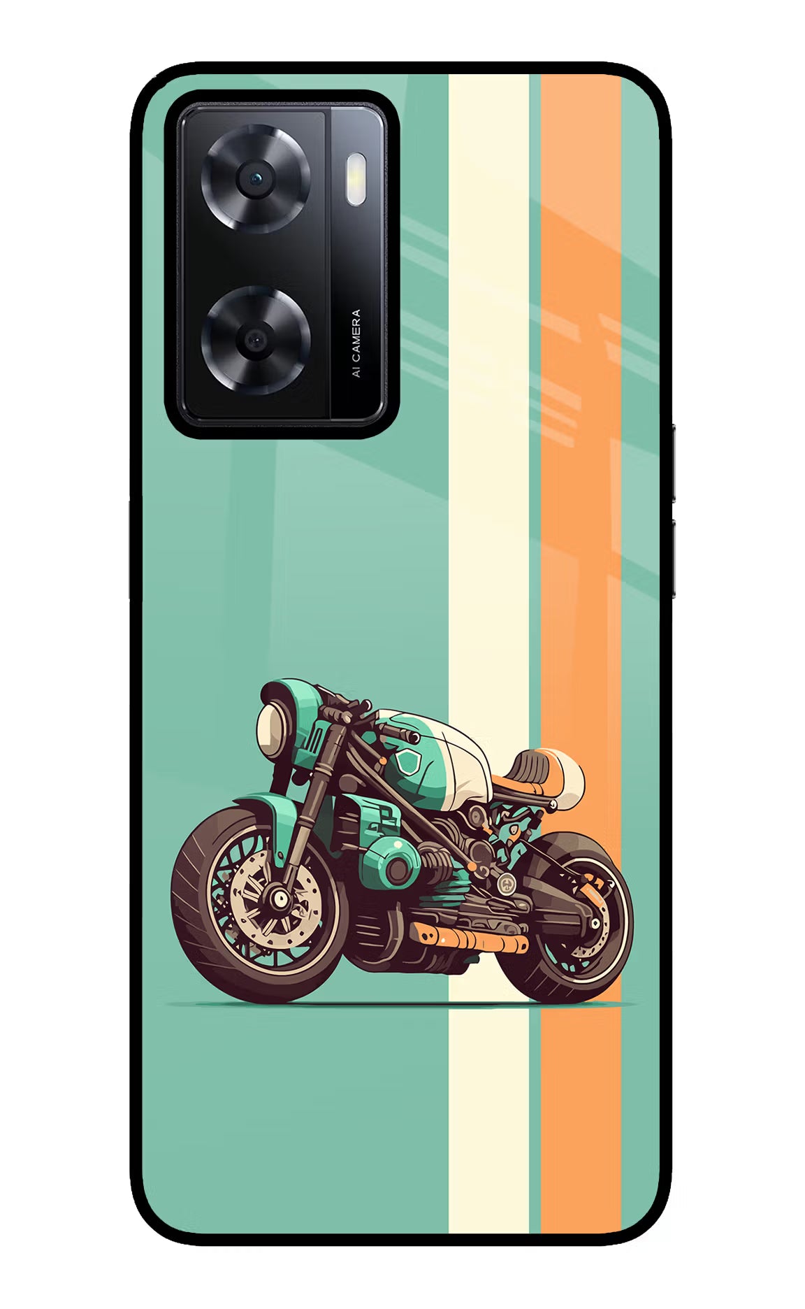 Striped Moto Drift Oppo A57 2022 Glass Case