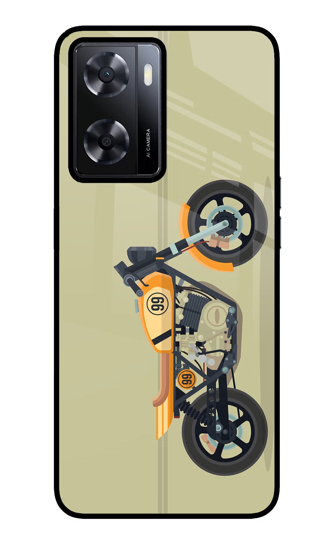 Vertical Speedster Oppo A57 2022 Glass Case Back Cover by Casekaro