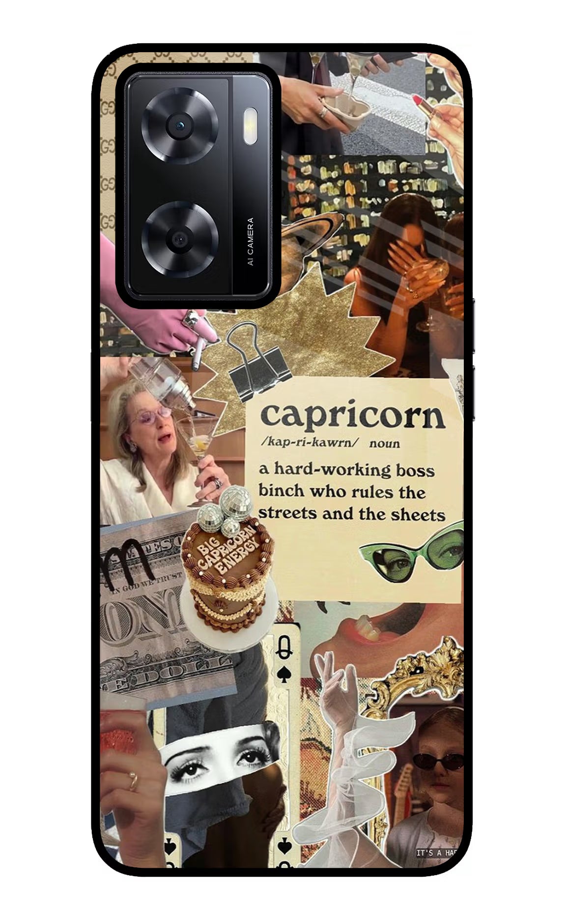 Capricorn Zodiac Oppo A57 2022 Glass Case Back Cover by Casekaro