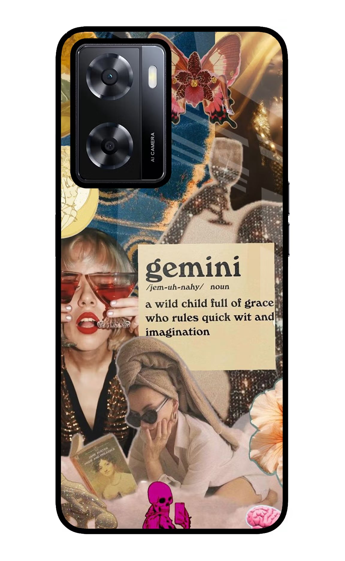 Gemini Zodiac Oppo A57 2022 Glass Case Back Cover by Casekaro