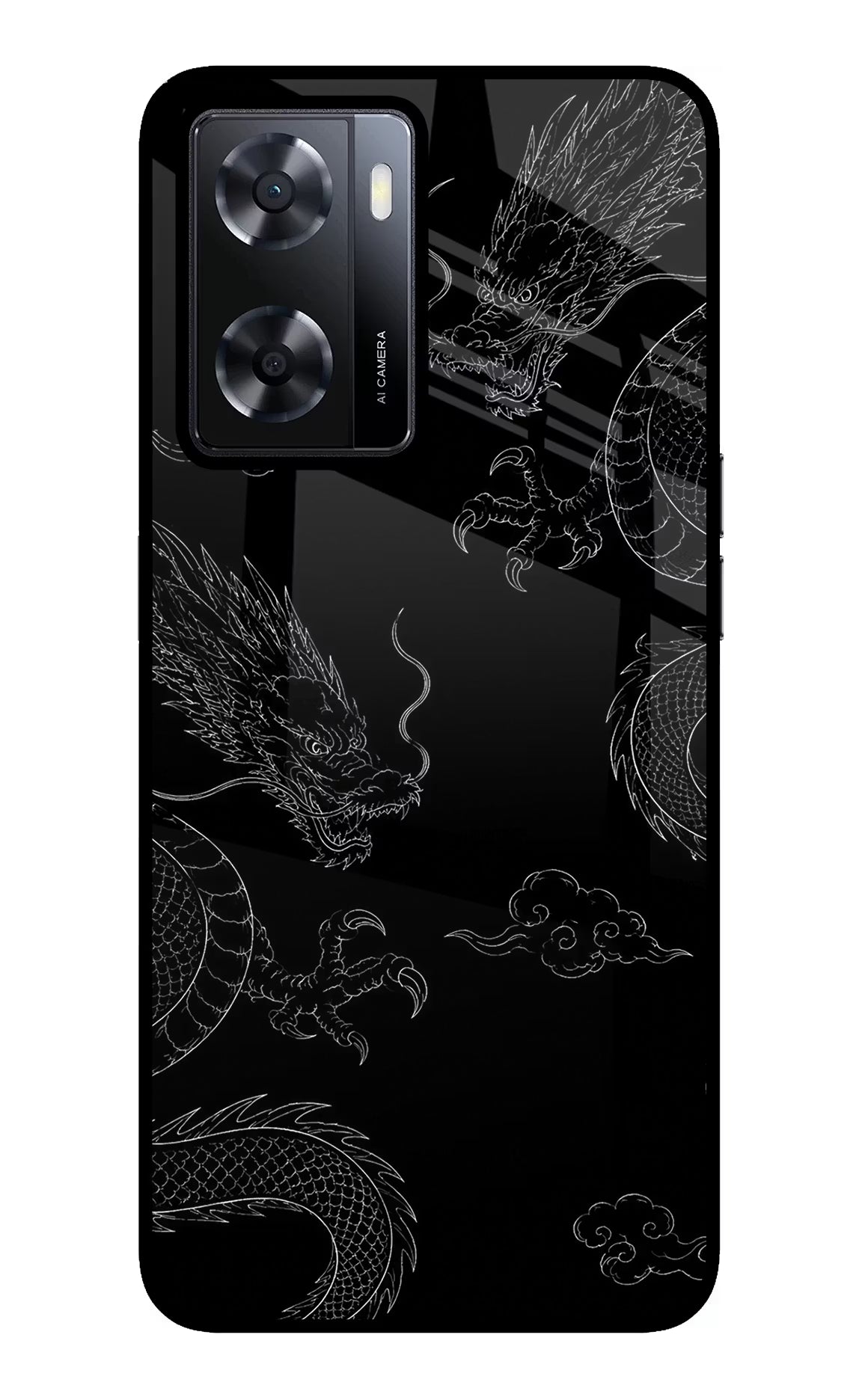 Twin Dragons Oppo A57 2022 Glass Case Back Cover by Casekaro