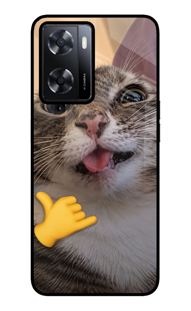 Silly Cat Call Oppo A57 2022 Glass Case