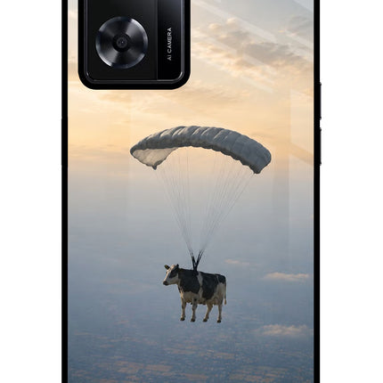 Skydiving Cow Oppo A57 2022 Glass Case