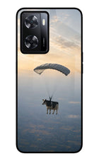 Skydiving Cow Oppo A57 2022 Glass Case