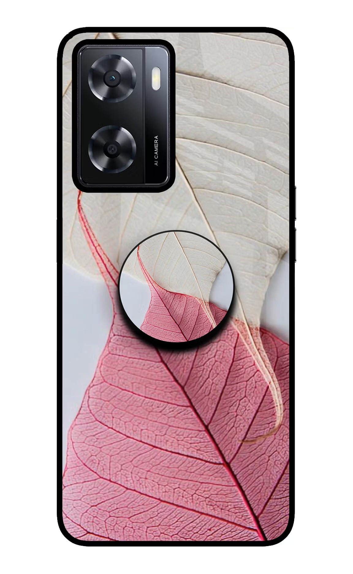 White Pink Leaf Oppo A57 2022 Pop Case by Casekaro