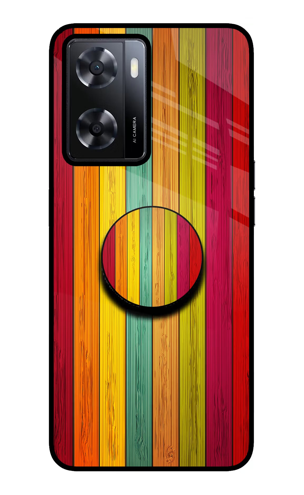 Multicolor Wooden Oppo A57 2022 Pop Case by Casekaro