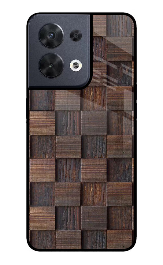 Wooden Cube Design Oppo Reno8 Glass Case