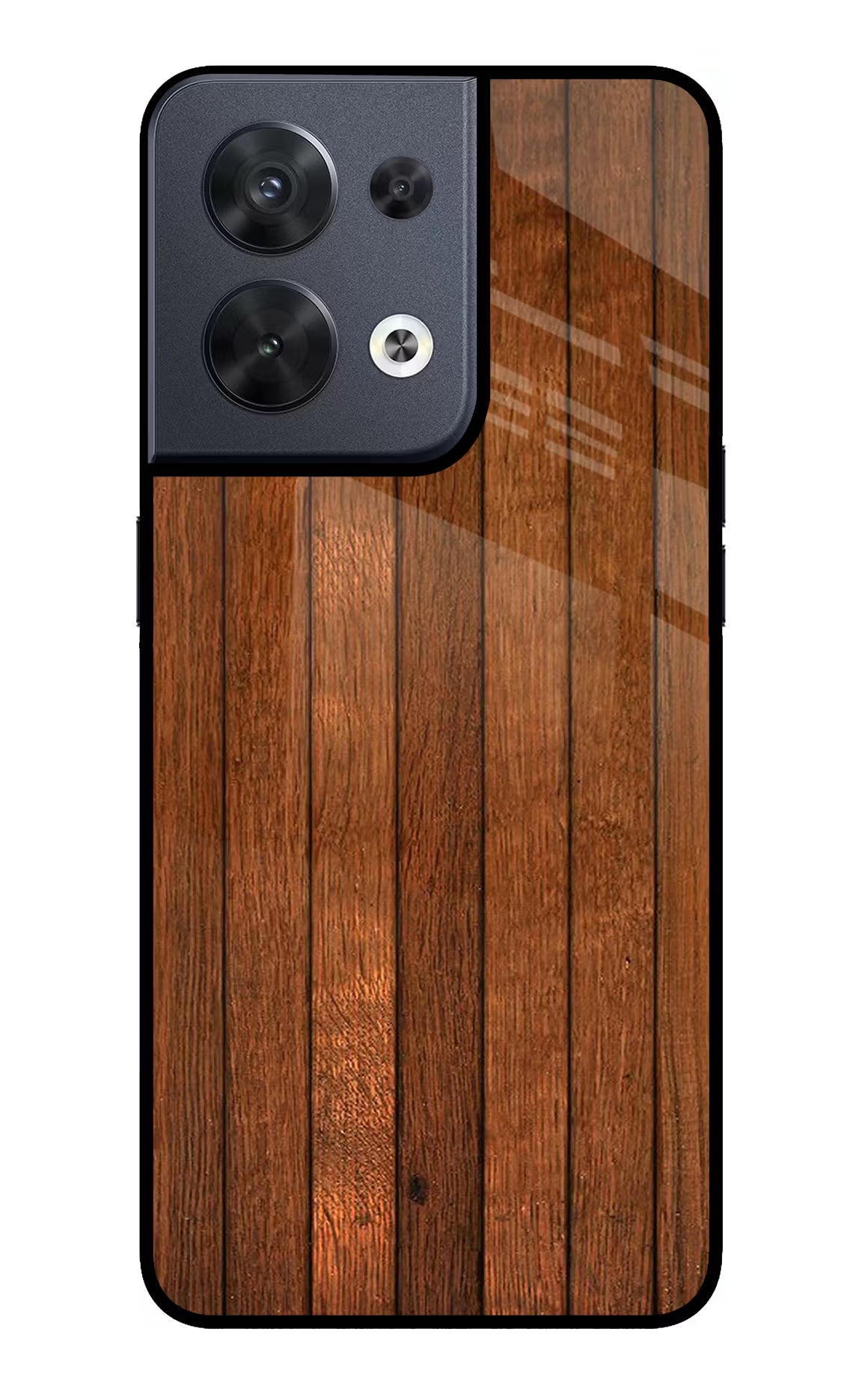 Wooden Artwork Bands Oppo Reno8 Glass Case