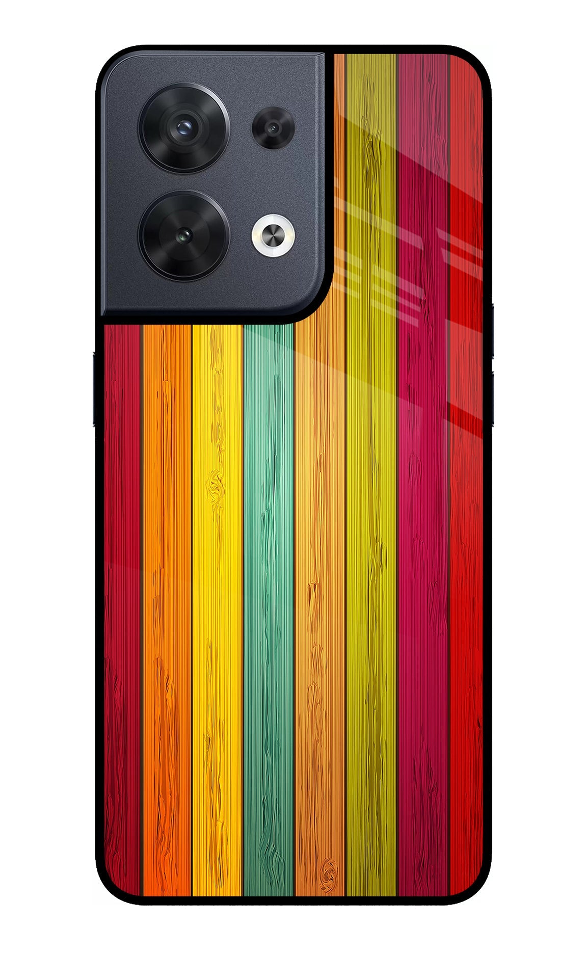 Multicolor Wooden Oppo Reno8 Glass Case