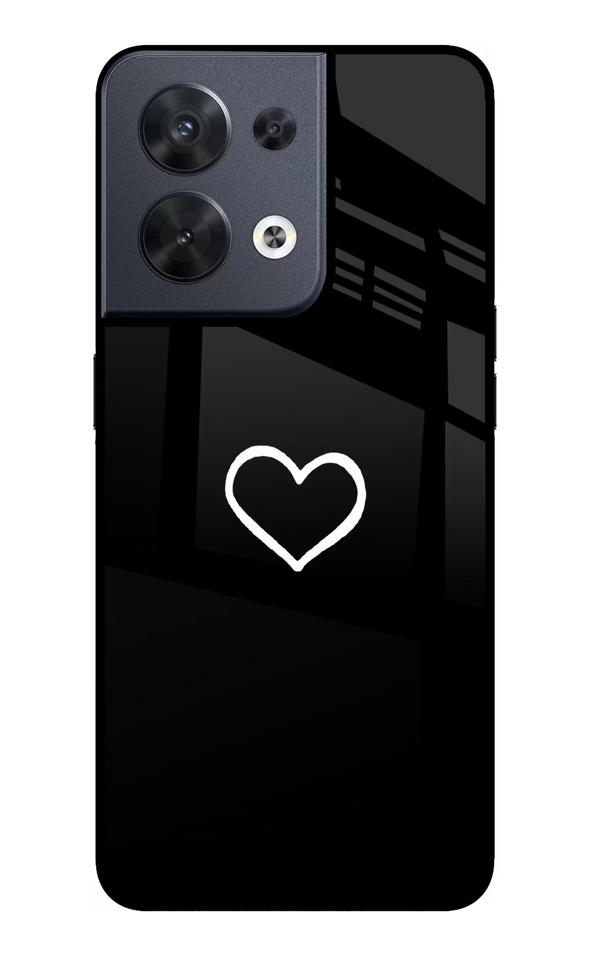 Heart Oppo Reno8 Glass Case Back Cover by Casekaro