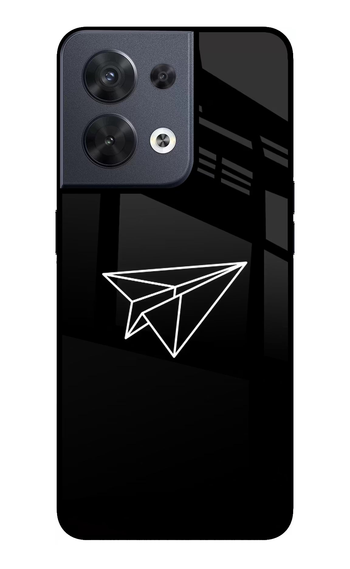Paper Plane White Oppo Reno8 Glass Case Back Cover by Casekaro