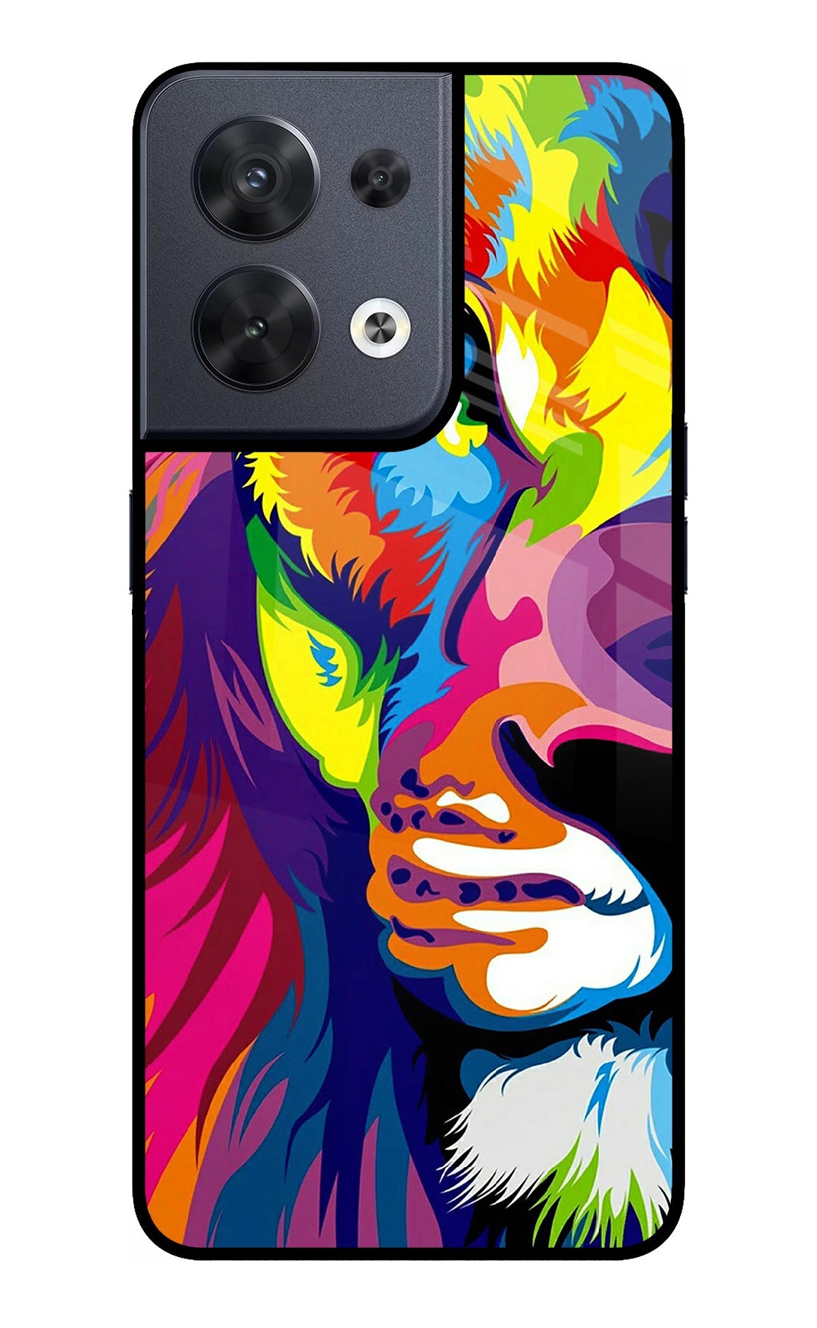 Lion Half Face Oppo Reno8 Back Cover