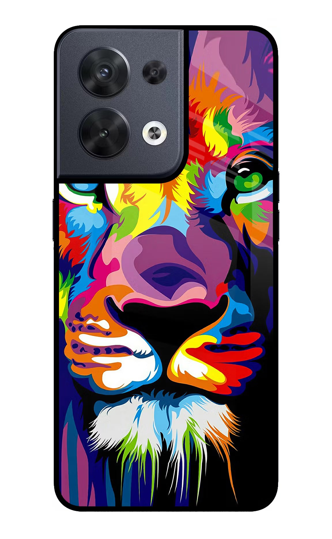 Lion Oppo Reno8 Glass Case Back Cover by Casekaro