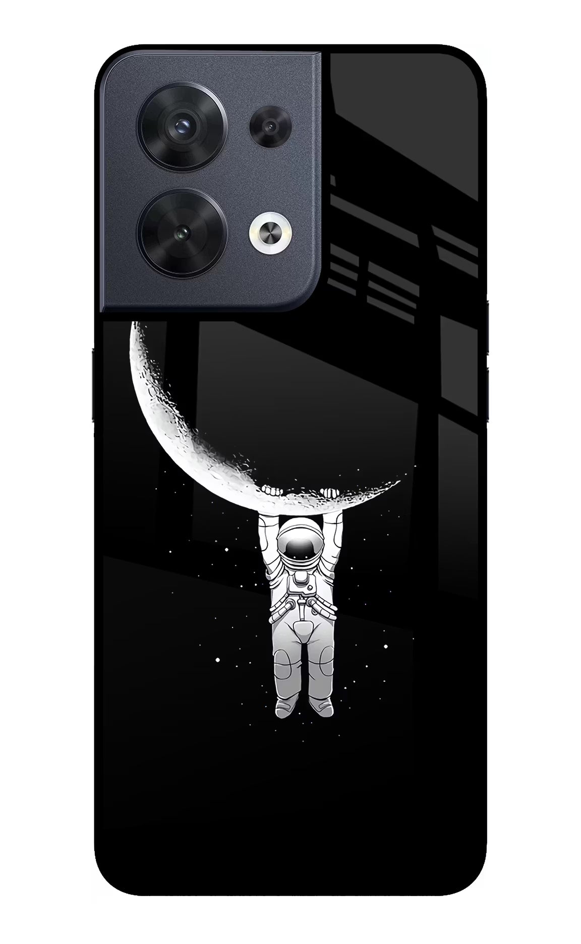 Moon Space Oppo Reno8 Glass Case Back Cover by Casekaro