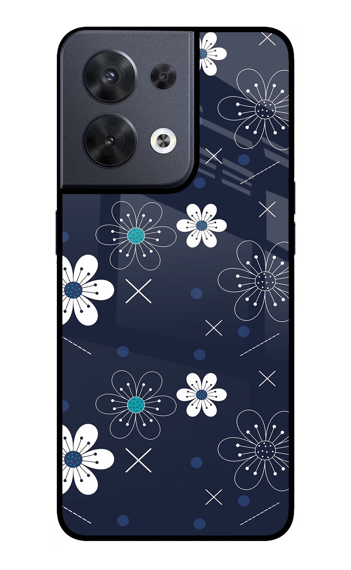 Flowers Oppo Reno8 Glass Case Back Cover by Casekaro