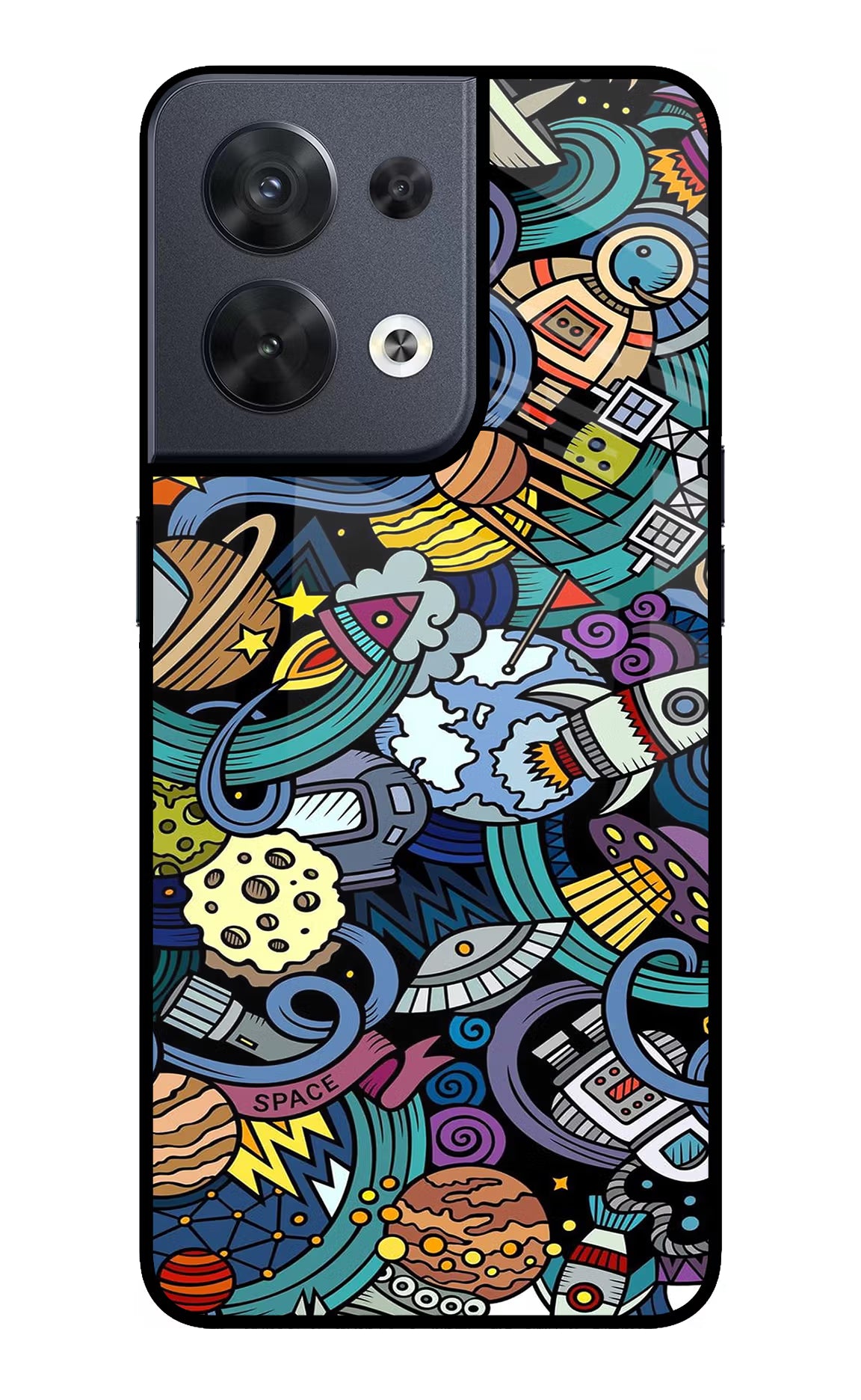 Space Abstract Oppo Reno8 Glass Case Back Cover by Casekaro