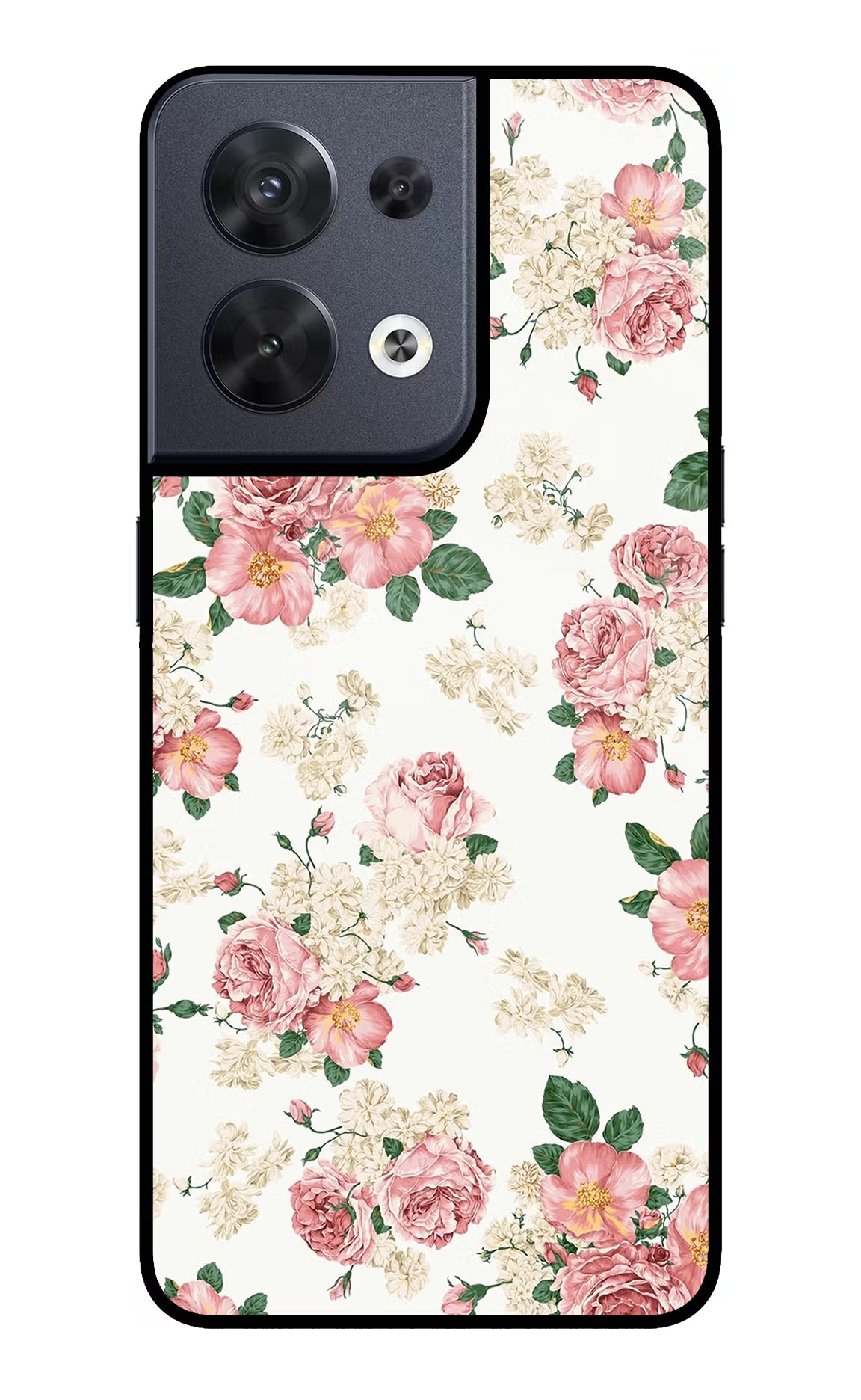 Flowers Oppo Reno8 Glass Case Back Cover by Casekaro