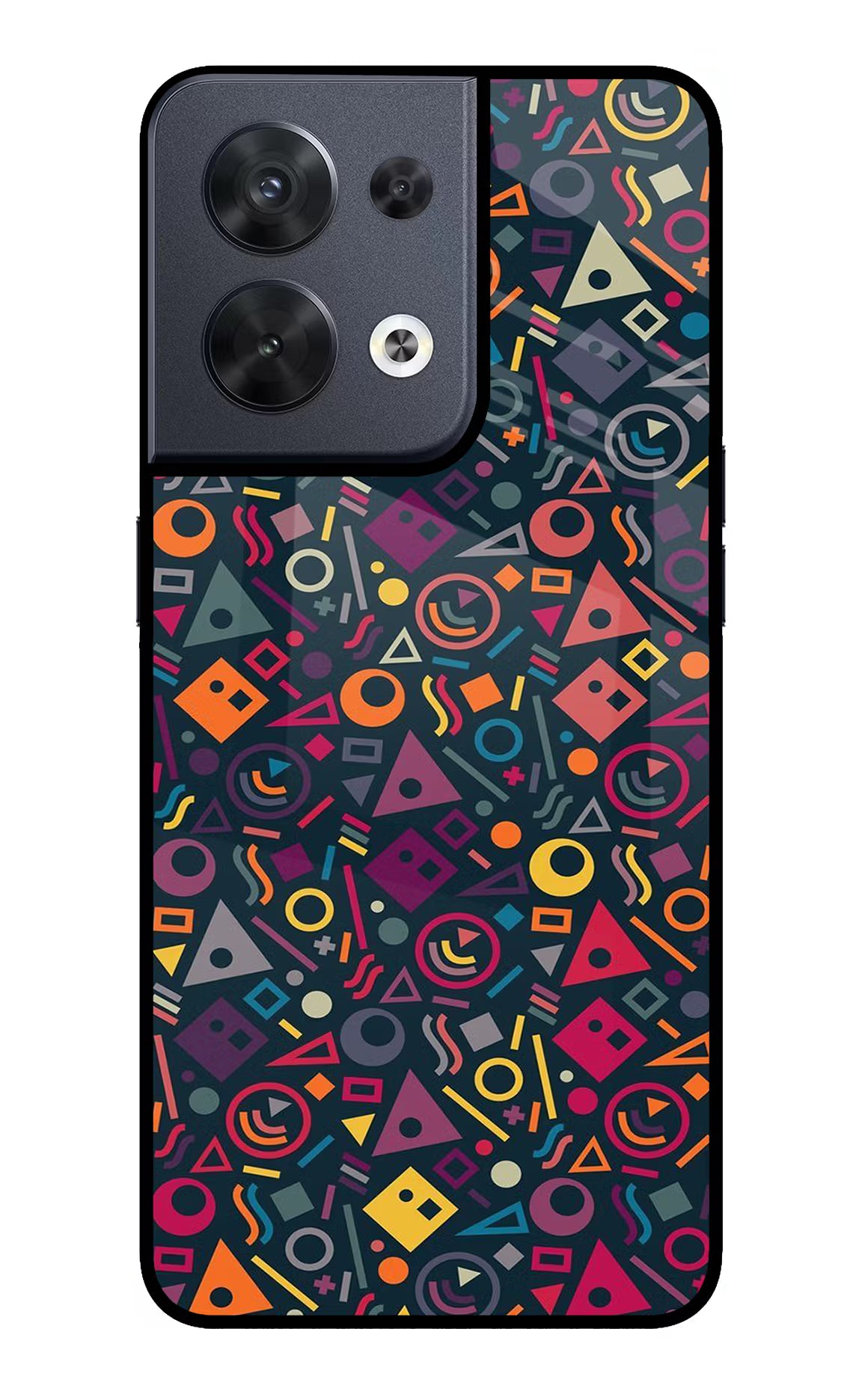 Geometric Abstract Oppo Reno8 Glass Case Back Cover by Casekaro