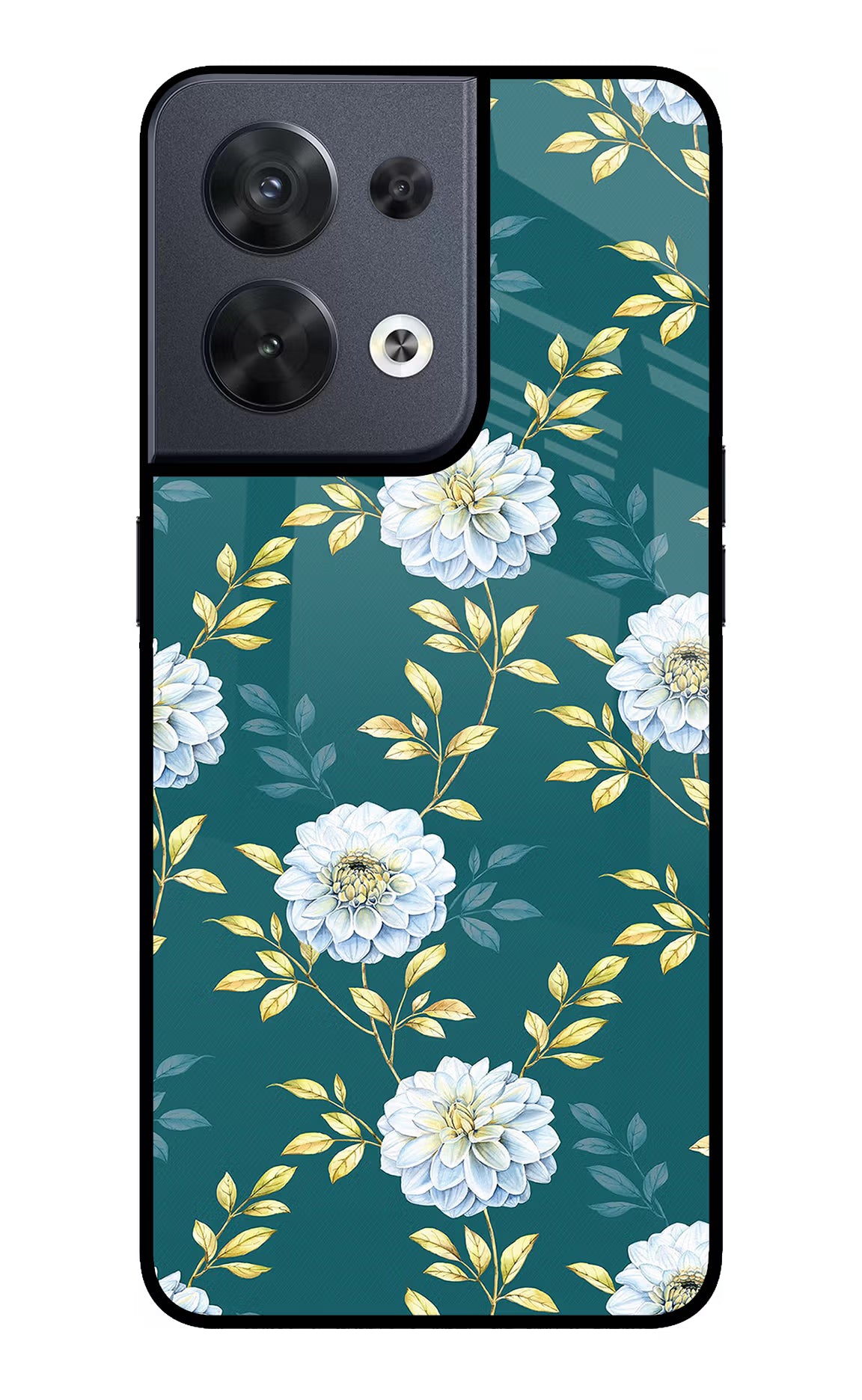 Flowers Oppo Reno8 Glass Case Back Cover by Casekaro