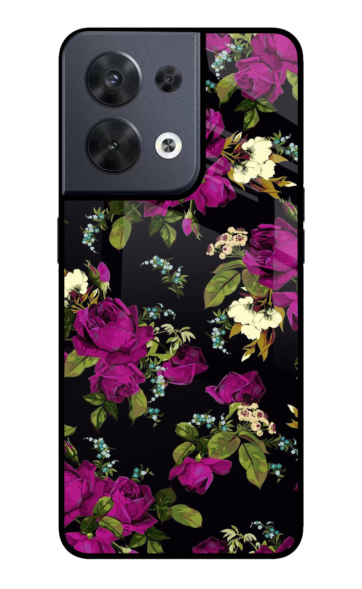 Flowers Oppo Reno8 Glass Case Back Cover by Casekaro