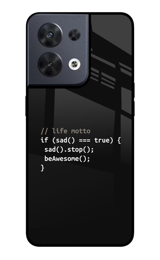 Life Motto Code Oppo Reno8 Glass Case