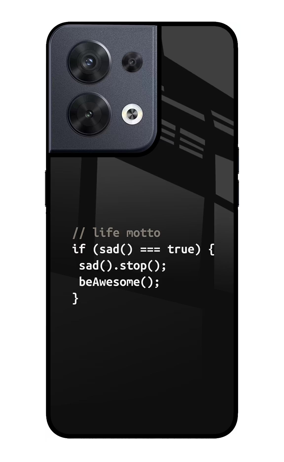 Life Motto Code Oppo Reno8 Glass Case Back Cover by Casekaro